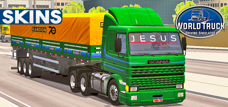 Skins Scania 113 Frontal Verde na Graneleira Com Faixas Azul ‘QUALIFICADO’