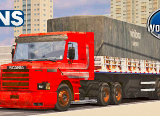Skins Scania 113 Vermelha Pintura Mais Velha Realista no Bitrem