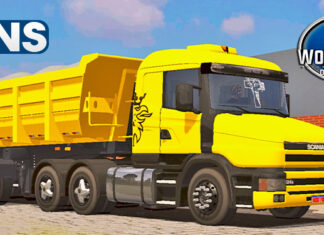 Skins Scania 124G Amarela Conjunto na Caçamba