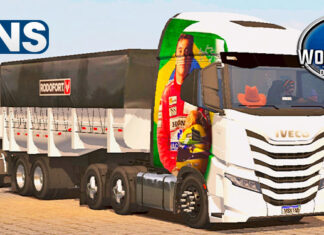 Skins Iveco S Branco no RodoCaçamba Rodofort Pintura Ayrton Senna