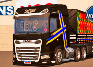 Skins DAF XF Preto no bitrem Conjunto Qualificado