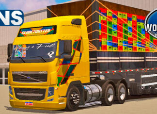 Skins Volvo FH Amarelo Qualificado na Granel Preta Caixaria Ceasa
