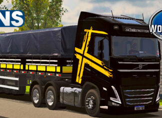 Skins Volvo FH Preto Na Graneleira Com Faixas Amarelas ‘CONJUNTO EXCLUSIVO’