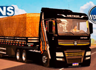 Skins VW Meteor Preto Com Faixas no Bitrem Lonado