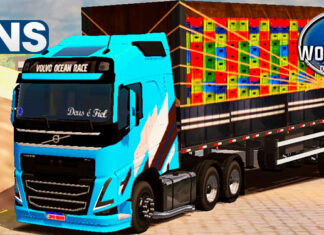 Skins Volvo FH Ocean Race Azul na Granel Preta Caixaria