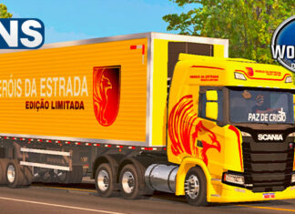 Skins Scania S Amarela HEROIS DA ESTRADA Na Carreta Frigorifica