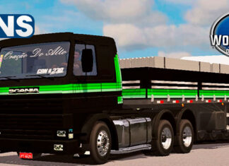 Skins Scania 113 Preta Com Faixas Verdes na Granel