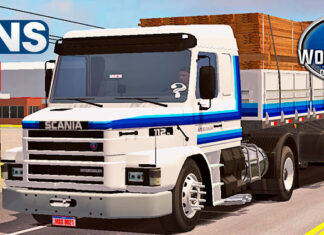 Skins Scania 113 Branca Com Faixas Azul Degrade Na Granel