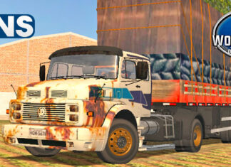 Skins Mercedes Benz 1934 Pintura Toda Enferrujada Bem Realista na Carreta Carga de Carvão