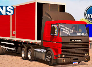 Skins Scania 113 Frontal Vermelha Conjunto na Camara Fria