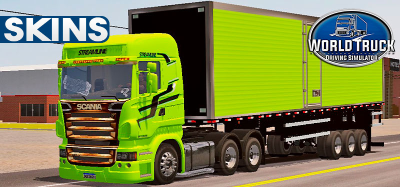 Skins Scania R Stramline Conjunto Verde no BAU ‘Qualificado’