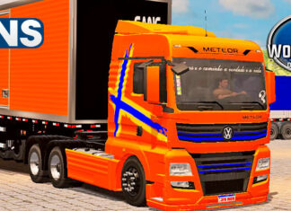 Skins VW Meteor Laranja Com Faixas Conjunto no Bau Top
