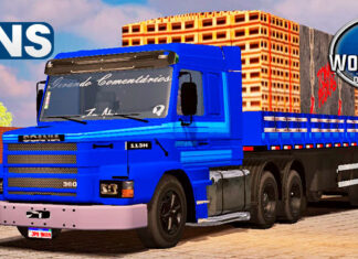 Skins Scania 113 Azul Com Faixas Conjunto no Bitrem