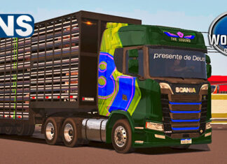 Skins Scania S v8 Legend Verde no Rodotrem Boiadeiro