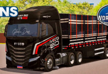 Skins Iveco S Way Preto no Bitrem Tampa Alta