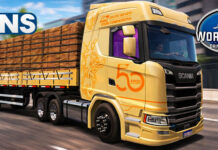 Skins Scania S Edição 50 Anos Grupo Mevepi na Carreta 2 Eixos Batateiro